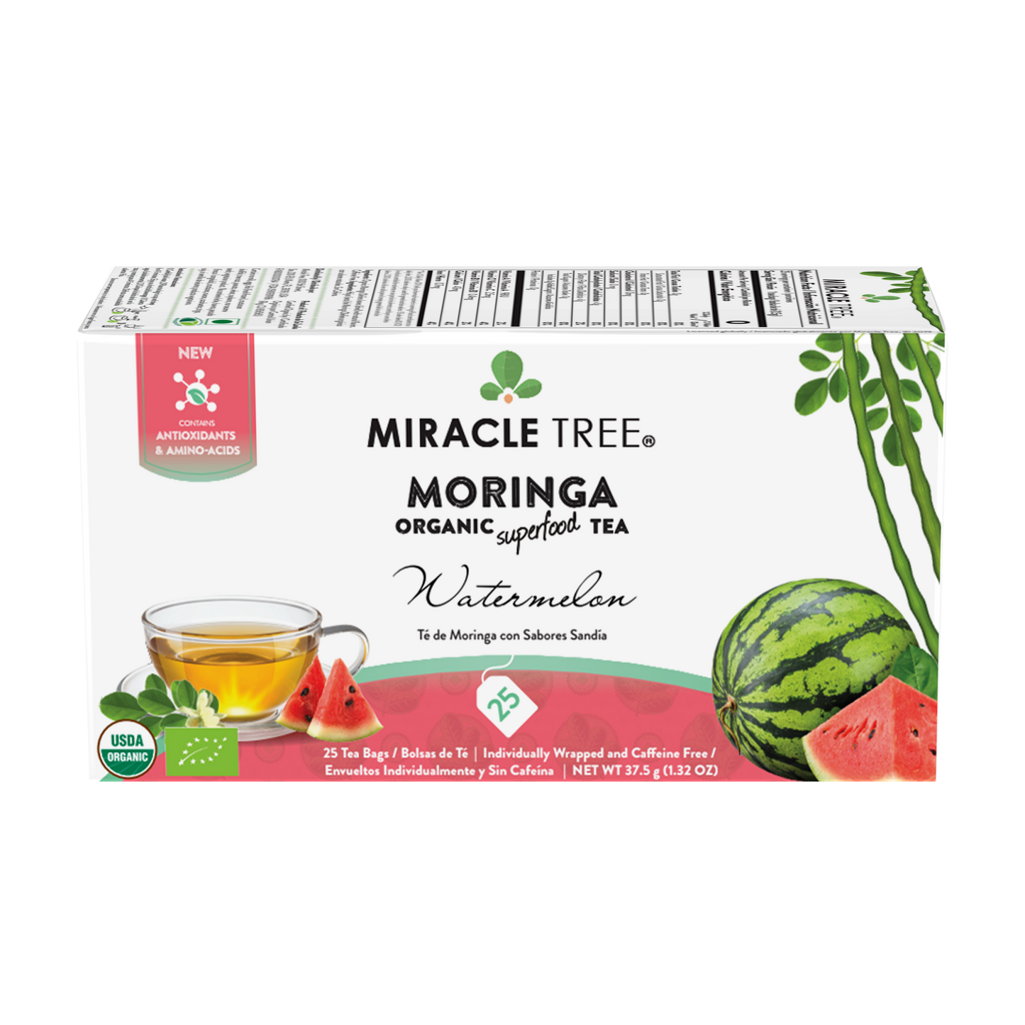 Miracle Tree's Organic Moringa Tea, Watermelon