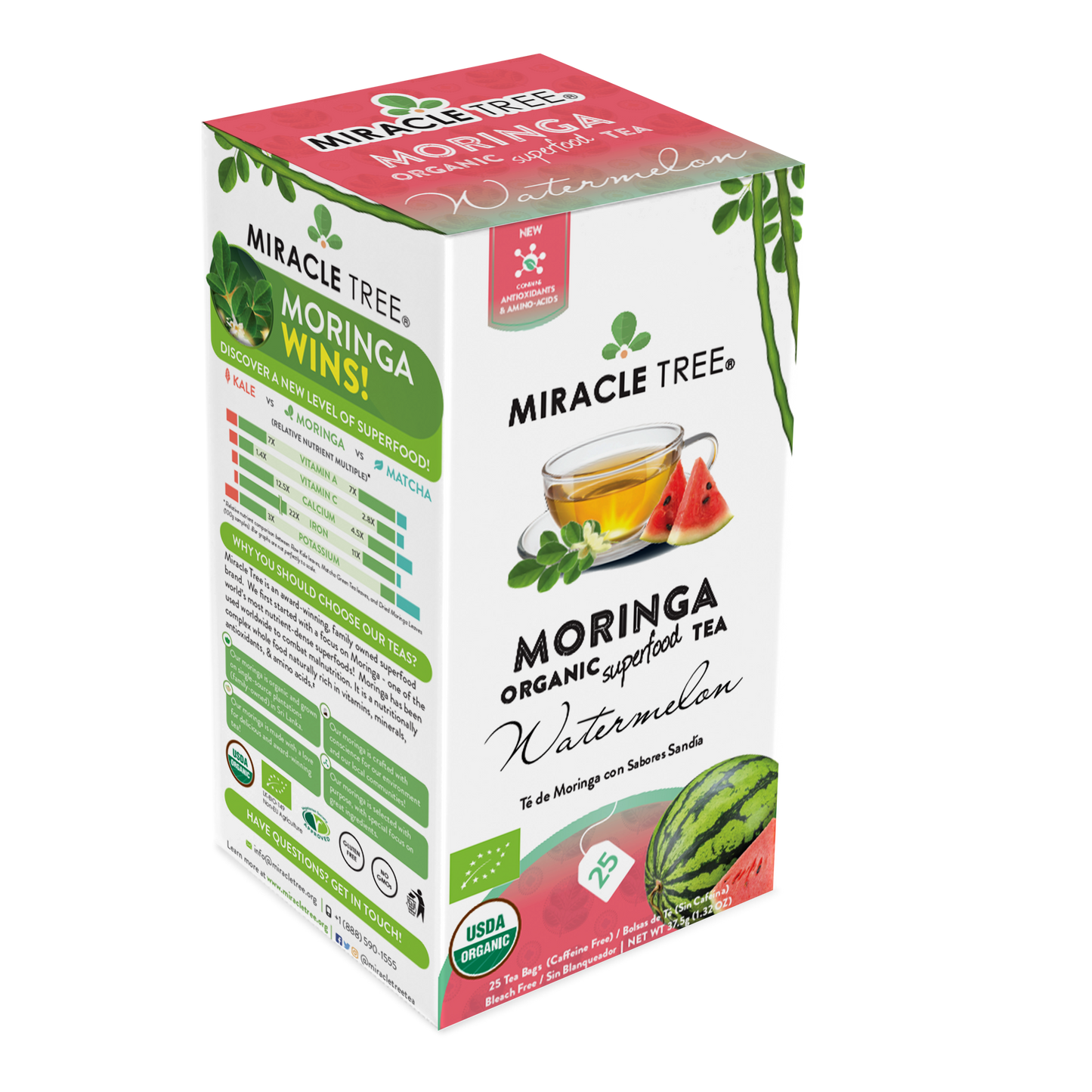 Miracle Tree's Organic Moringa Tea, Watermelon