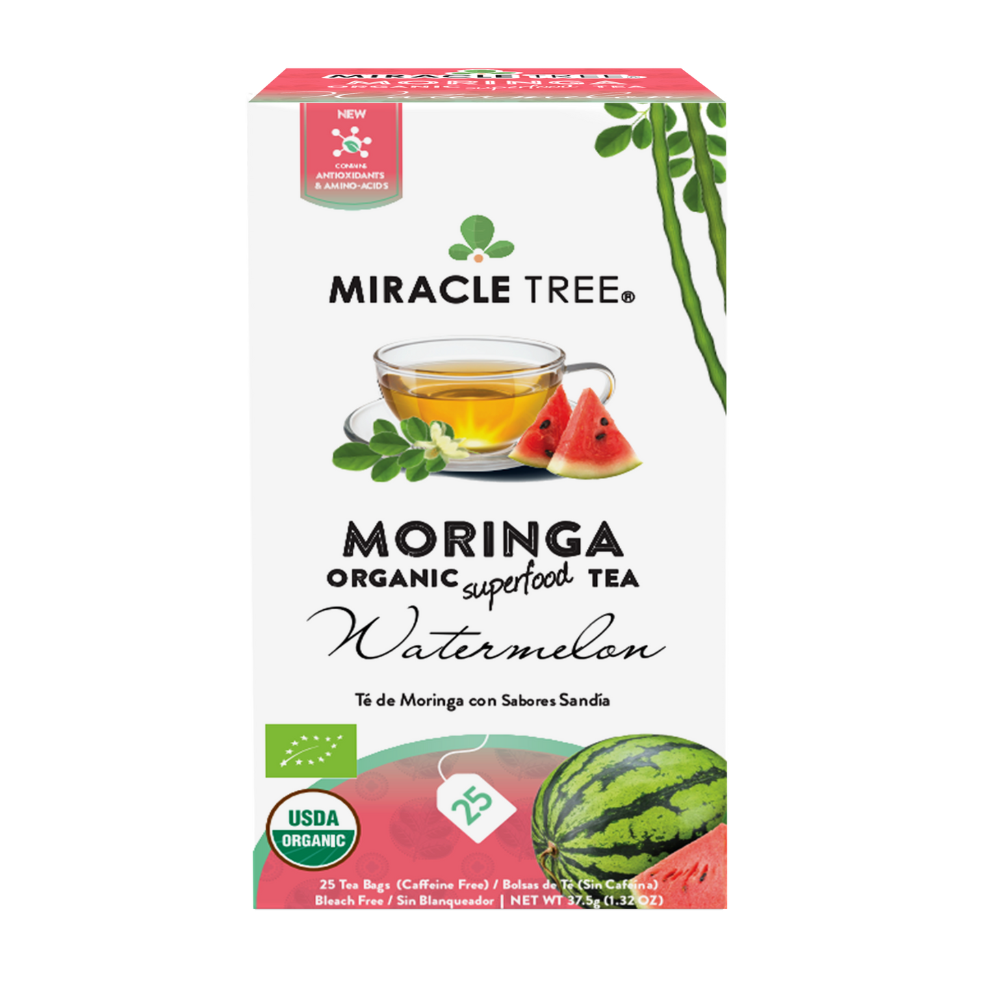 Miracle Tree's Organic Moringa Tea, Watermelon