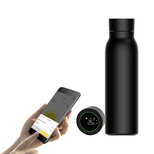 Smart water bottle with hydration tracking and LED display for fitness and daily use