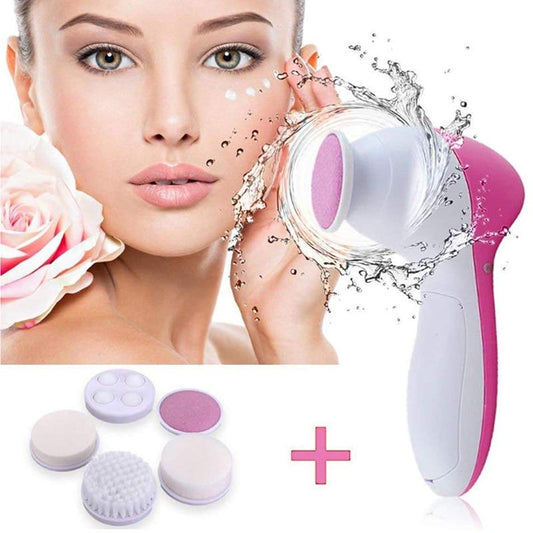 Electric facial cleansing brush set with 5 heads