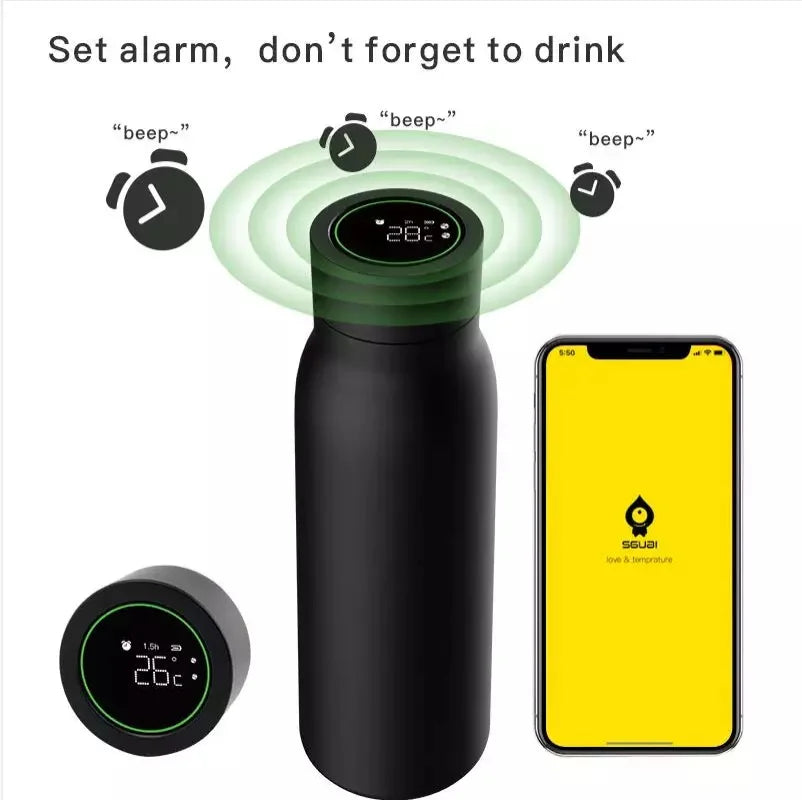 Smart water bottle with hydration tracking and LED display for fitness and daily use , do not forget to drink